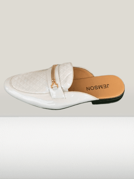 White crossed chain half-shoe