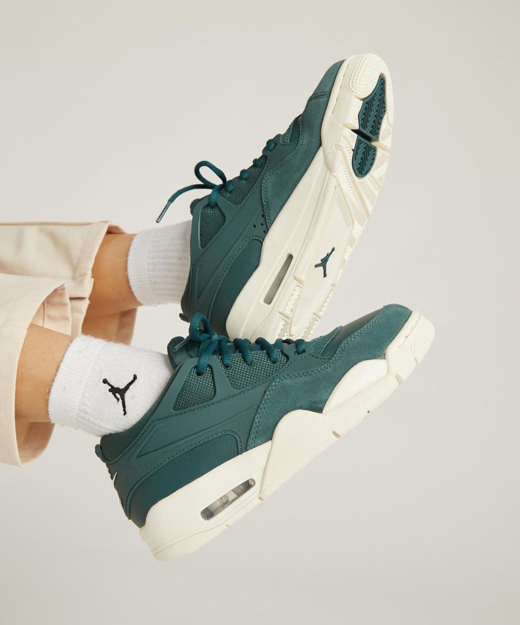 Jordan green with white soles sneakers